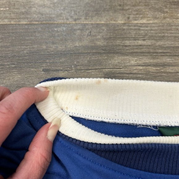 Vintage Steeplechase Blue‎ Striped Double Neck Crewneck Sweatshirt Men Size XXL - Picture 7 of 8